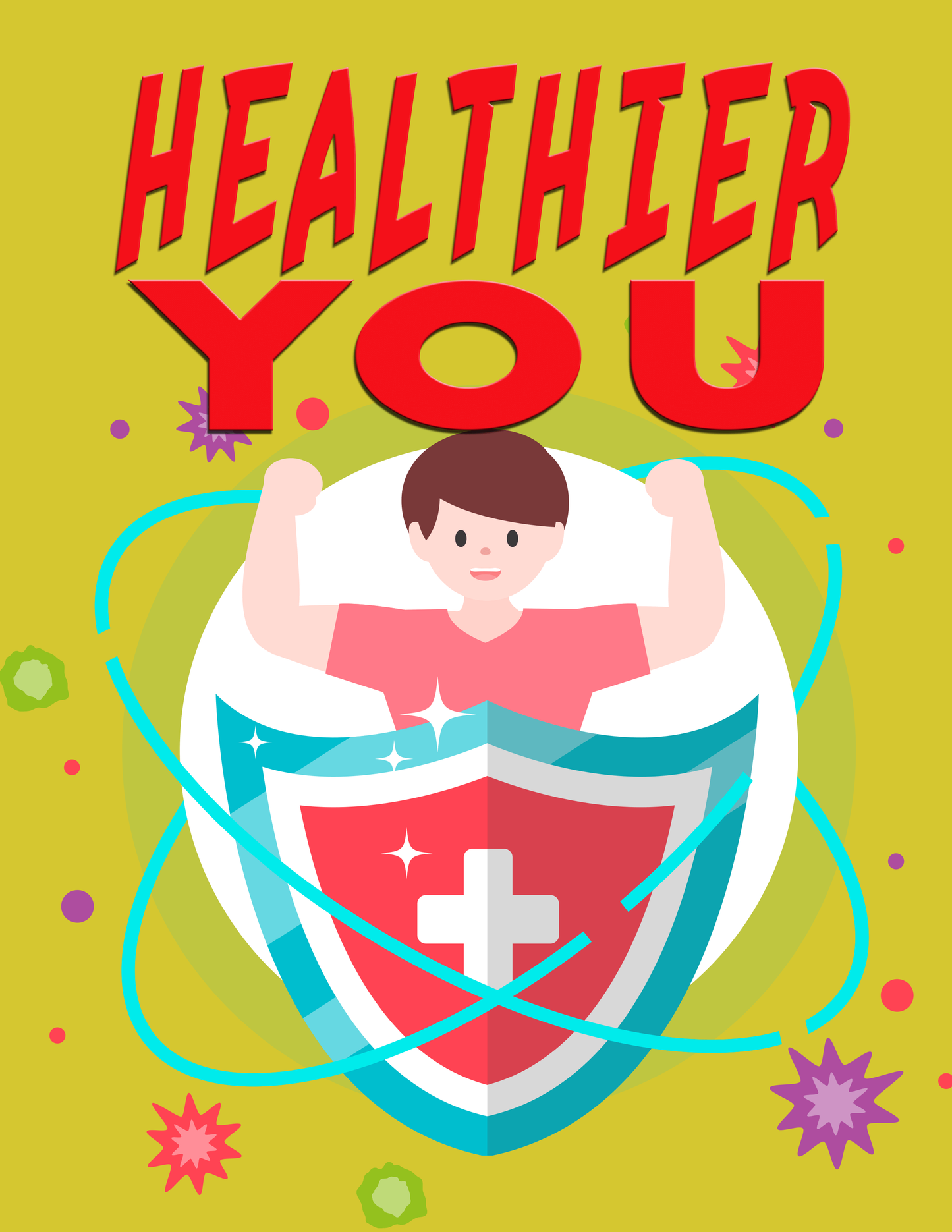 Illustration of a person with 'Healthier You' text on a green background