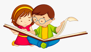 Two children reading together on a hammock-like seat