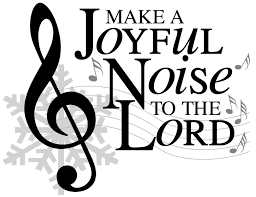 Music lyric print with treble clef and text ' MAKE A JOYFUL NOISE TO THE LORD'