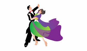 Illustration of a couple dancing in colorful outfits on a white background
