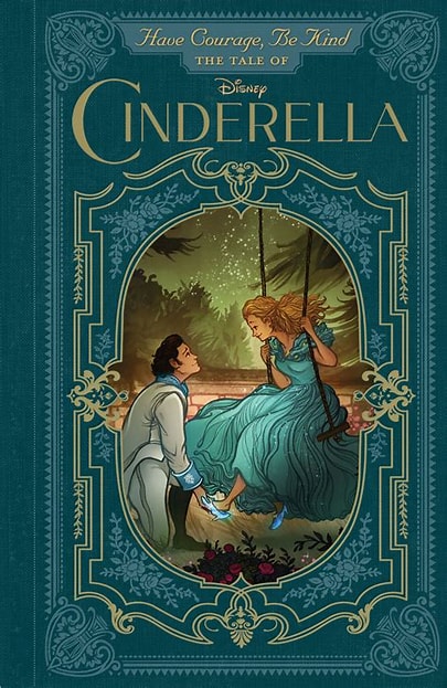 Disney Cinderella book cover with teal design and illustrated forest scene