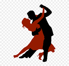 Silhouette of a couple dancing on a transparent background