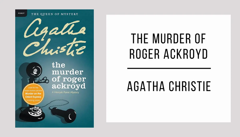Book cover of 'The Murder of Roger Ackroyd' by Agatha Christie on a blue background