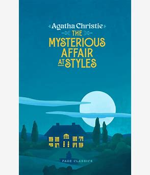 Agatha Christie mystery novel book cover with moon, sea, and The Mysterious Affair at Styles.