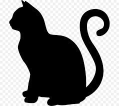A black cat silhouette icon on a transparent checkerboard background.