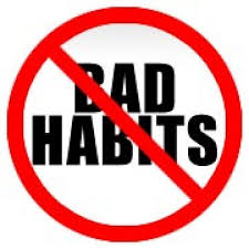 Prohibition sign with 'Bad Habits' text on a white background