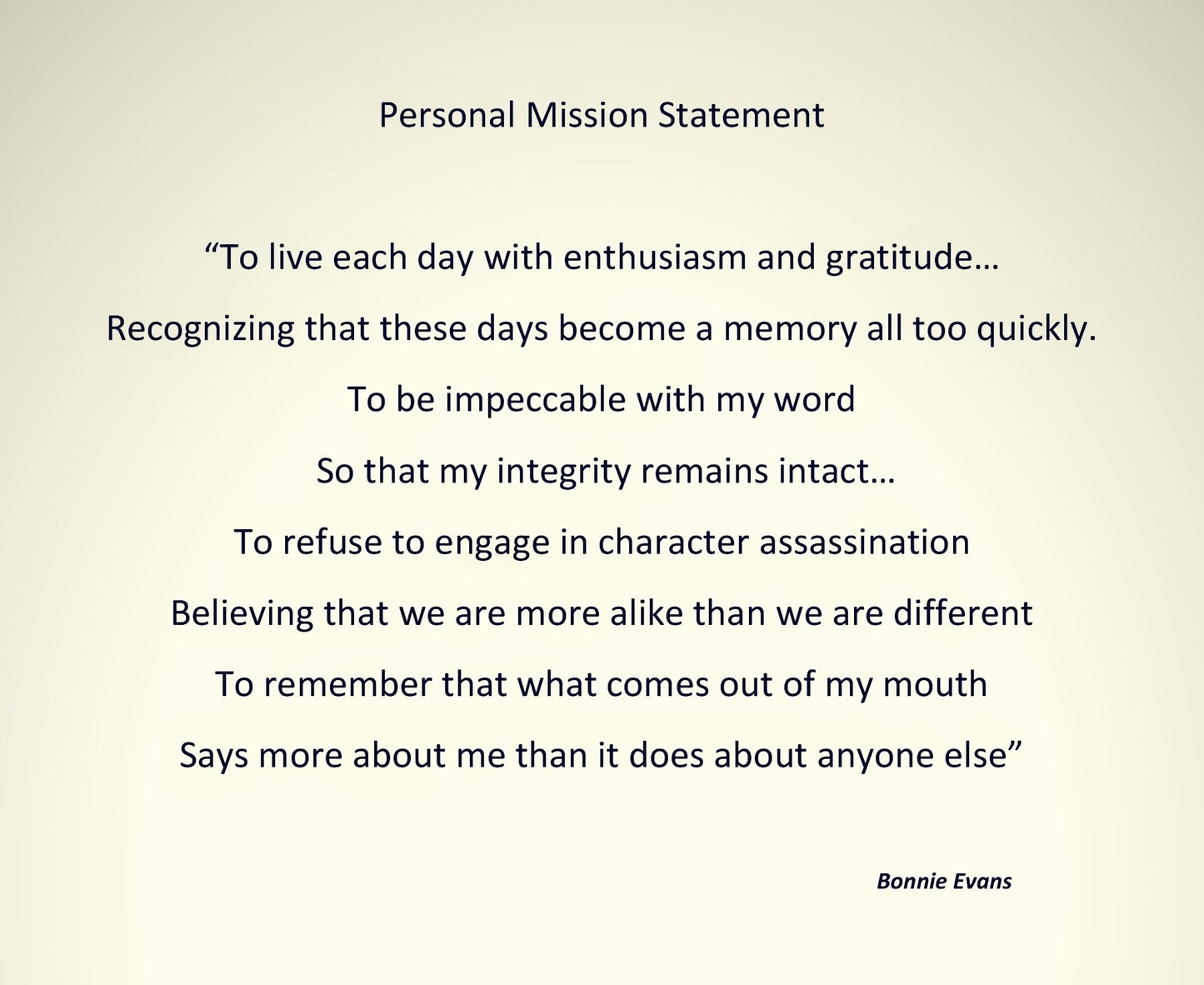 Personal Mission Statement 11x9"
